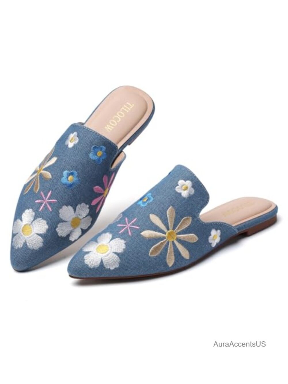 Pointed Toe Mules Slip On Backless Flats Comfortable Women's Shoes